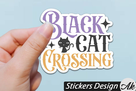Black cat crossing Stickers Design SVG akazaddesign 