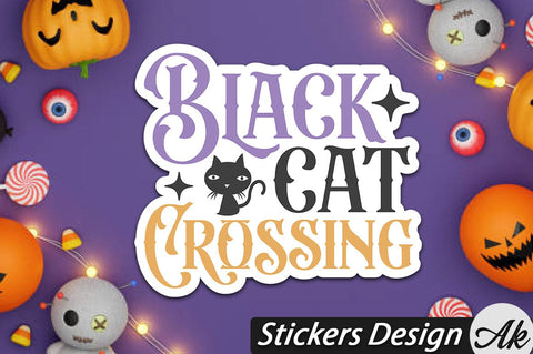 Black cat crossing Stickers Design SVG akazaddesign 