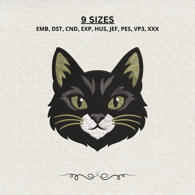 Black Cat Face Embroidery Design – Cute Kitty Machine Embroidery File, Cat Lover Pet Embroidery Embroidery/Applique DESIGNS PatternFeed8 
