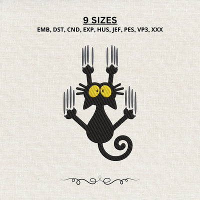 Black Cat Fork Embroidery Design – Funny Cat Kitchen Machine Embroidery File, Cute Spooky Cat Design Embroidery/Applique DESIGNS PatternFeed8 