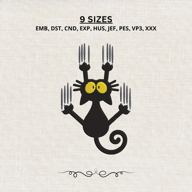 Black Cat Fork Embroidery Design – Funny Cat Kitchen Machine Embroidery File, Cute Spooky Cat Design Embroidery/Applique DESIGNS PatternFeed8 