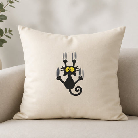 Black Cat Fork Embroidery Design – Funny Cat Kitchen Machine Embroidery File, Cute Spooky Cat Design Embroidery/Applique DESIGNS PatternFeed8 