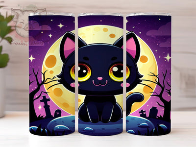 Black Cat Full Moon Halloween Tumbler, Halloween Night Cup, Full Moon Wrap, 20Oz Sublimation Design, Spooky Cat Drinkware, Witchy Cat Mug, Autumn Halloween Tumbler Sublimation Lara' s Designs 