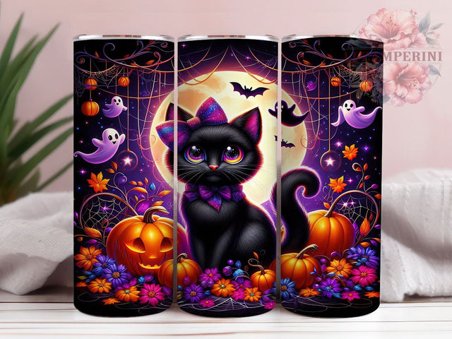 Black Cat Ghosts Pumpkin Tumbler, Cute Ghosts Wrap, Pumpkin Cup Design, Adorable Halloween Sublimation, 20oz Tumbler Wrap, Spooky Cat Drinkware, Ghosts and Pumpkins Cup Sublimation Li Zamperini 