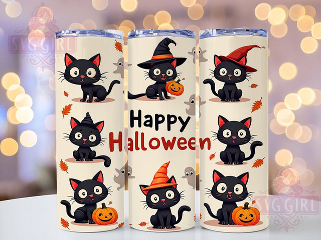 Black Cat Halloween 20oz Tumbler Wrap Sublimation Design, Straight Tapered Tumbler Wrap, Black Cats Tumbler Png, Instant Digital Download Sublimation SvggirlplusArt 