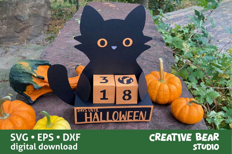Black Cat Halloween Countdown SVG SVG Creative Bear Studio 