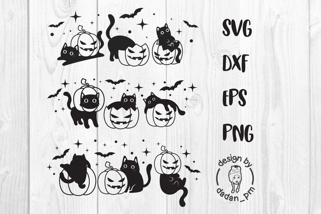 Black cat halloween pumpkin, cute cat funny SVG dadan_pm 