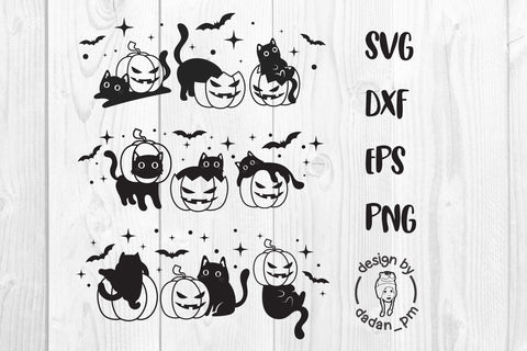 Black cat halloween pumpkin, cute cat funny SVG dadan_pm 
