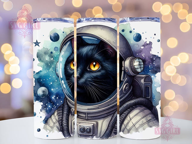 Black Cat In Space Astronaut 20oz Tumbler Wrap Sublimation Design, Straight Tapered Tumbler Wrap, Astronaut Black Cat Tumbler Png, Instant Digital Download Sublimation SvggirlplusArt 