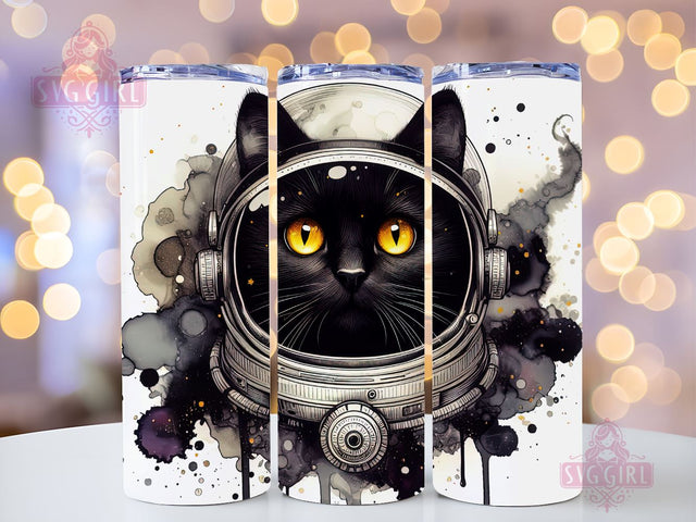 Black Cat In Space Astronaut 20oz Tumbler Wrap Sublimation Design, Straight Tapered Tumbler Wrap, Astronaut Black Cat Tumbler Png, Instant Digital Download Sublimation SvggirlplusArt 