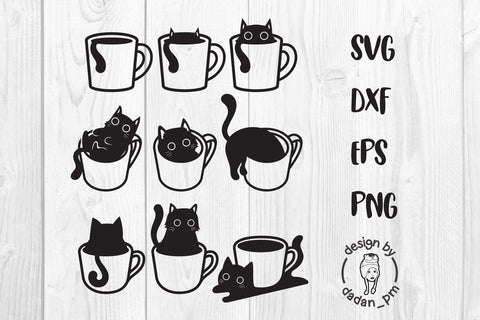 Black cat in the cup, cute cat funny SVG dadan_pm 