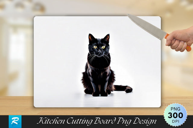 Black Cat Isolated Cutting Board Sublimation Regulrcrative 