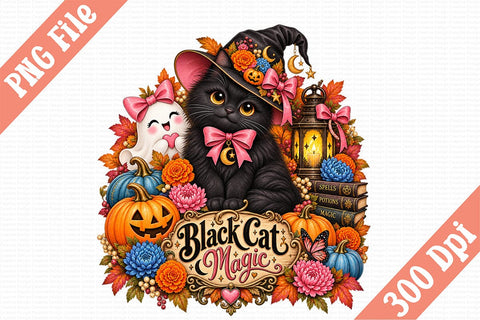 Black Cat Magic Sublimation PNG Sublimation Craftlabsvg24 