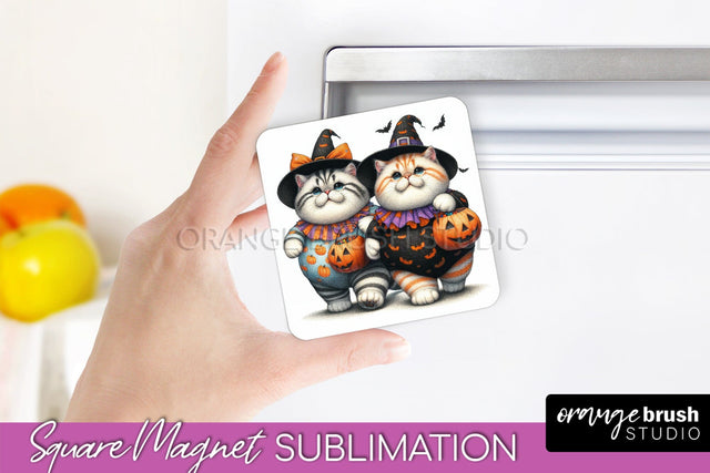 Black Cat Magnet Sublimation - Cute Halloween Magnet Sublimation OrangeBrushStudio 