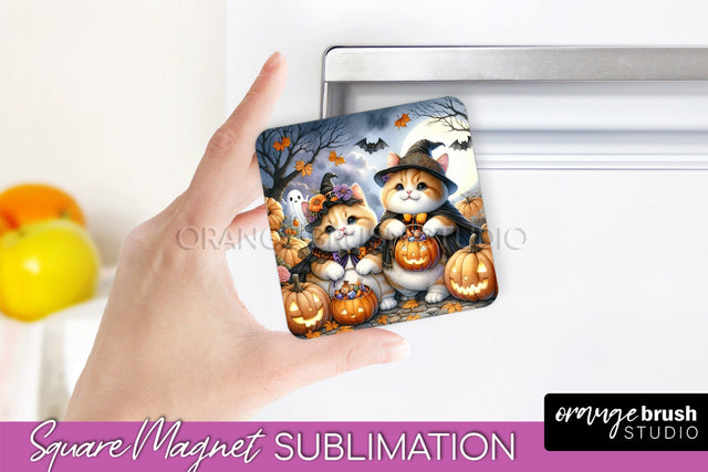Black Cat Magnet Sublimation - Cute Halloween Magnet Sublimation OrangeBrushStudio 
