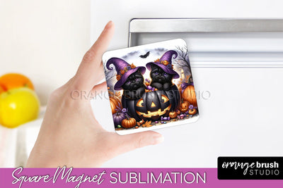 Black Cat Magnet Sublimation - Cute Halloween Magnet Sublimation OrangeBrushStudio 