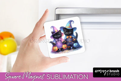 Black Cat Magnet Sublimation - Cute Halloween Magnet Sublimation OrangeBrushStudio 