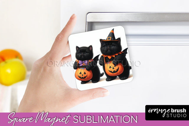 Black Cat Magnet Sublimation - Cute Halloween Magnet Sublimation OrangeBrushStudio 