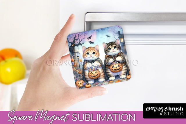 Black Cat Magnet Sublimation - Cute Halloween Magnet Sublimation OrangeBrushStudio 
