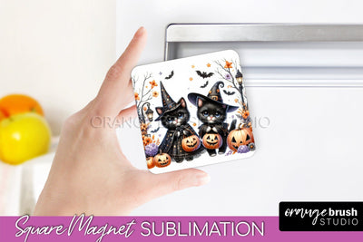 Black Cat Magnet Sublimation - Cute Halloween Magnet Sublimation OrangeBrushStudio 