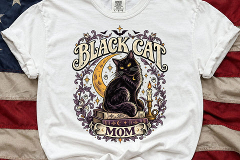 Black Cat Mom Halloween Witch Moon PNG SVG DesignDestine 