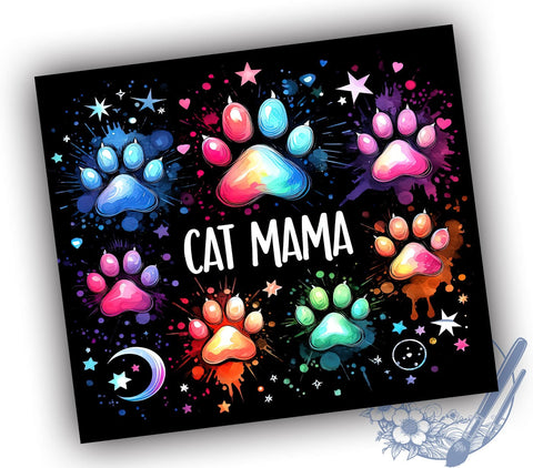 Black Cat Paw 20oz Skinny Tumbler, Fur Mama Tumbler Png, Straight & Tapered Tumbler Wrap, Instant Digital Download Sublimation ToriDesigns 