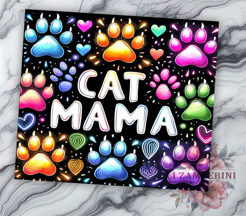 Black Cat Paw 20oz Tumbler Wrap PNG, Cat Mama Tumbler Png, Straight & Tapered Tumbler Wrap, Instant Digital Download Sublimation Li Zamperini 