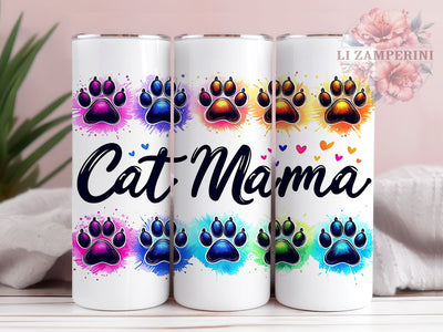 Black Cat Paw 20oz Tumbler Wrap PNG, Cat Mama Tumbler Png, Straight & Tapered Tumbler Wrap, Instant Digital Download Sublimation Li Zamperini 