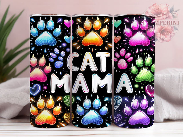 Black Cat Paw 20oz Tumbler Wrap PNG, Cat Mama Tumbler Png, Straight & Tapered Tumbler Wrap, Instant Digital Download Sublimation Li Zamperini 
