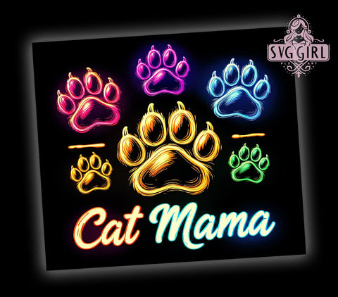 Black Cat Paw 20oz Tumbler Wrap Sublimation Design, Straight Tapered Tumbler Wrap, Cat Mom Tumbler Png, Instant Digital Download Sublimation SvggirlplusArt 