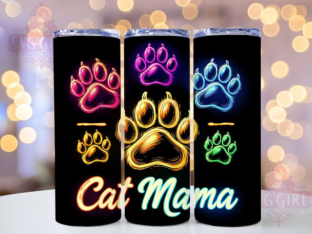 Black Cat Paw 20oz Tumbler Wrap Sublimation Design, Straight Tapered Tumbler Wrap, Cat Mom Tumbler Png, Instant Digital Download Sublimation SvggirlplusArt 
