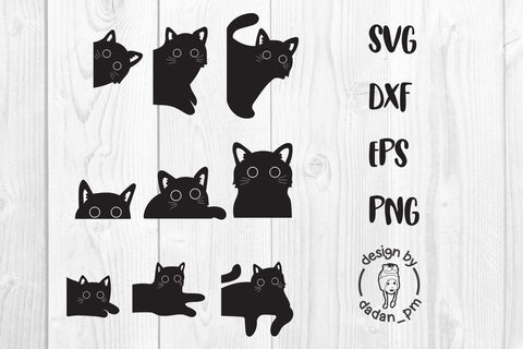 Black cat peeking, cute cat funny svg SVG dadan_pm 