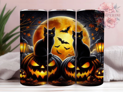 Black Cat Pumpkin Bat Halloween Tumbler, Pumpkin Bat Cup, Spooky Pet Wrap, 20Oz Sublimation Design, Autumn Cat Mug, Halloween Bat Drinkware, Fall Pumpkin Tumbler Sublimation Li Zamperini 