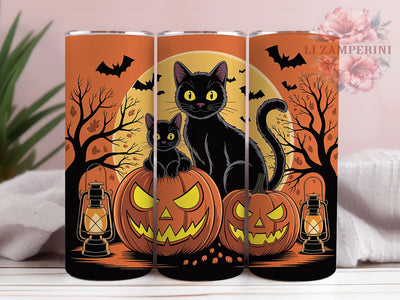 Black Cat Pumpkin Bat Halloween Tumbler, Pumpkin Bat Cup, Spooky Pet Wrap, 20Oz Sublimation Design, Autumn Cat Mug, Halloween Bat Drinkware, Fall Pumpkin Tumbler Sublimation Li Zamperini 