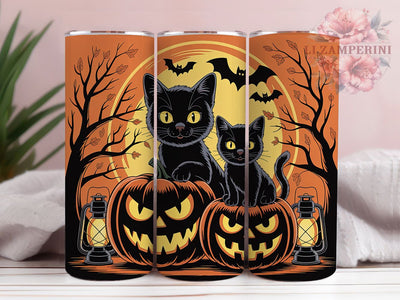 Black Cat Pumpkin Bat Halloween Tumbler, Pumpkin Bat Cup, Spooky Pet Wrap, 20Oz Sublimation Design, Autumn Cat Mug, Halloween Bat Drinkware, Fall Pumpkin Tumbler Sublimation Li Zamperini 
