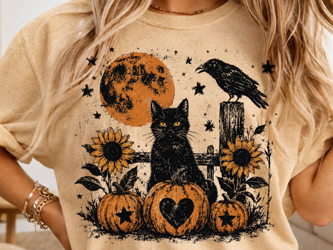 Black Cat Raven Halloween PNG SVG DesignDestine 