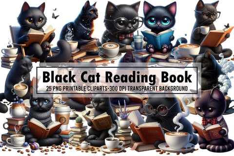 Black Cat Reading Book Sublimation Sublimation designartist 