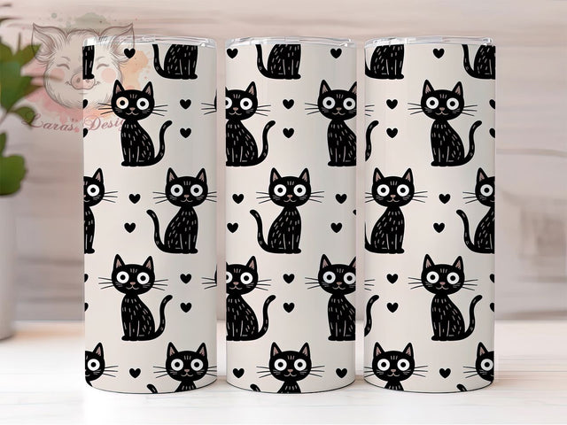 Black Cat Seamless Witchy Halloween Tumbler, Halloween Cat Cup Wrap, 20Oz Sublimation Design, Spooky Cat Drinkware, Witchy Cat Seamless Tumbler, Vintage Halloween Cup, Feline Halloween Mug Sublimation Lara' s Designs 