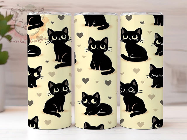 Black Cat Seamless Witchy Halloween Tumbler, Halloween Cat Cup Wrap, 20Oz Sublimation Design, Spooky Cat Drinkware, Witchy Cat Seamless Tumbler, Vintage Halloween Cup, Feline Halloween Mug Sublimation Lara' s Designs 
