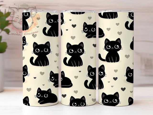 Black Cat Seamless Witchy Halloween Tumbler, Halloween Cat Cup Wrap, 20Oz Sublimation Design, Spooky Cat Drinkware, Witchy Cat Seamless Tumbler, Vintage Halloween Cup, Feline Halloween Mug Sublimation Lara' s Designs 