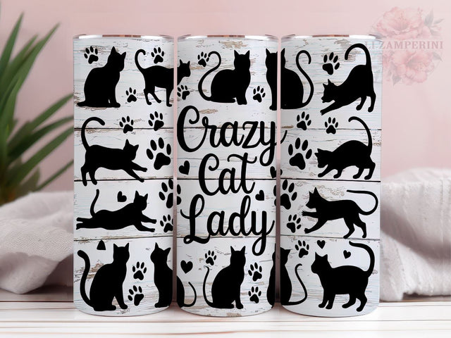 Black Cat Silhouette 20oz Tumbler Wrap PNG, Crazy Cat Lady Tumbler Png, Straight & Tapered Tumbler Wrap, Instant Digital Download Sublimation Li Zamperini 