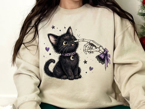 Black Cat Skeleton Halloween PNG SVG artprintfile 