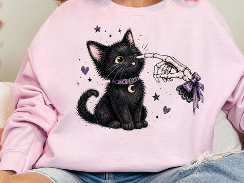 Black Cat Skeleton Halloween PNG SVG artprintfile 