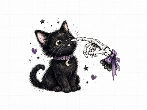 Black Cat Skeleton Halloween PNG SVG artprintfile 