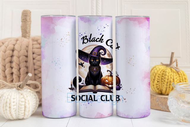 Black Cat Social Club 20 oz Skinny Tumbler Wrap Sublimation Design Digital Download PNG Sublimation BouDesign 