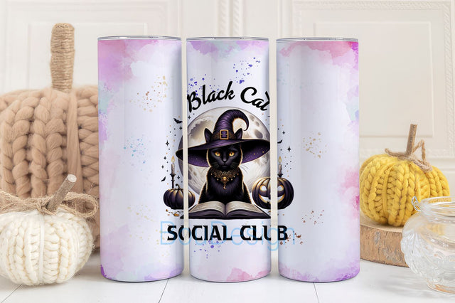 Black Cat Social Club 20 oz Skinny Tumbler Wrap Sublimation Design Digital Download PNG Sublimation BouDesign 