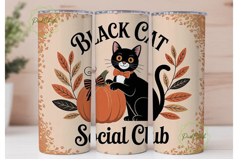 Black Cat Social Club 20oz Tumbler Wrap Sublimation PixelChick 