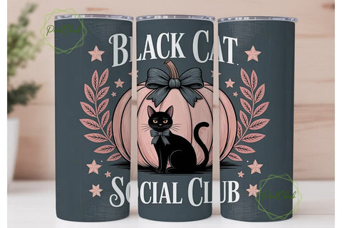 Black Cat Social Club 20oz Tumbler Wrap Sublimation PixelChick 