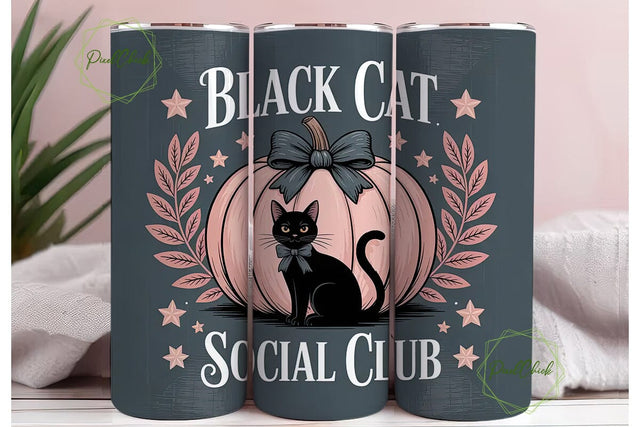 Black Cat Social Club 20oz Tumbler Wrap Sublimation PixelChick 