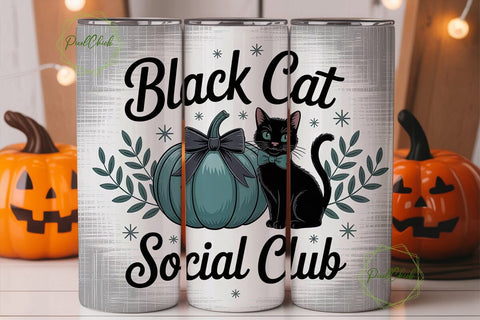 Black Cat Social Club 20oz Tumbler Wrap Sublimation PixelChick 
